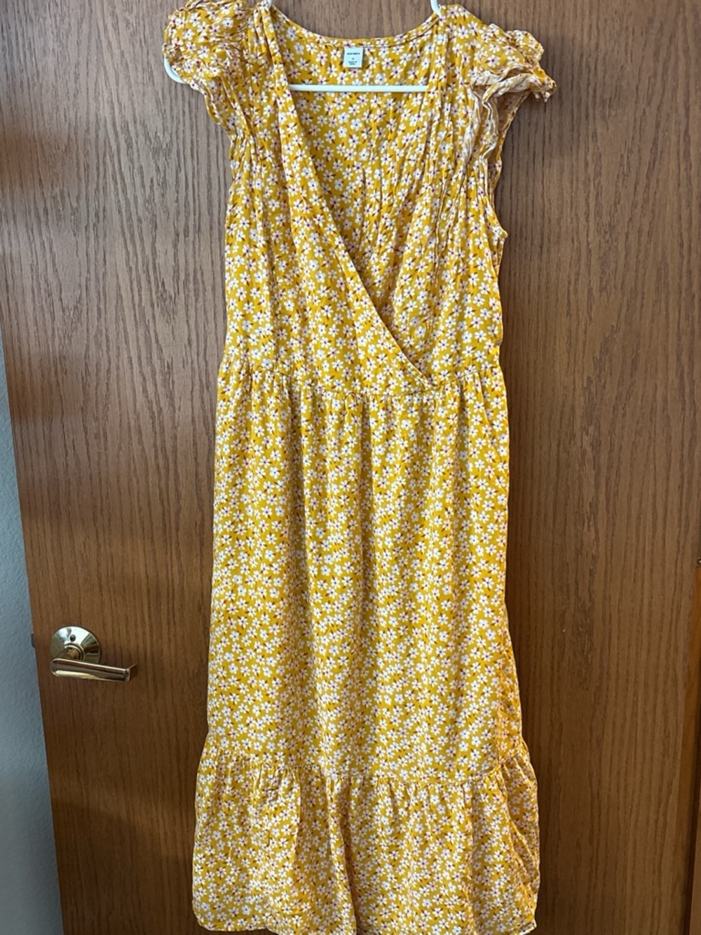 Old Navy Yellow Floral Wrap Maxi Dress